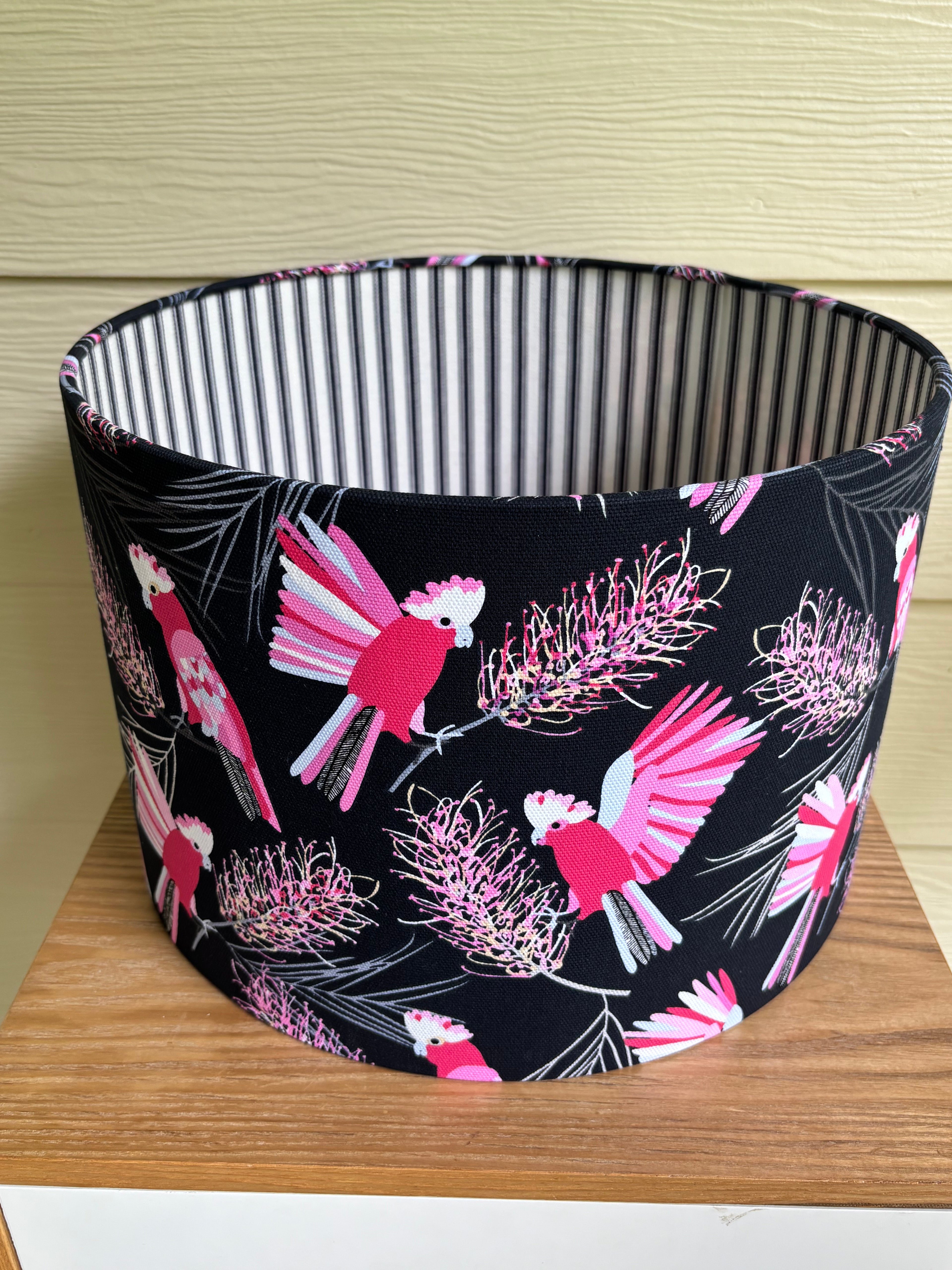 Bush Cockatoos Double-Sided Handmade Lampshade - Ready to Ship