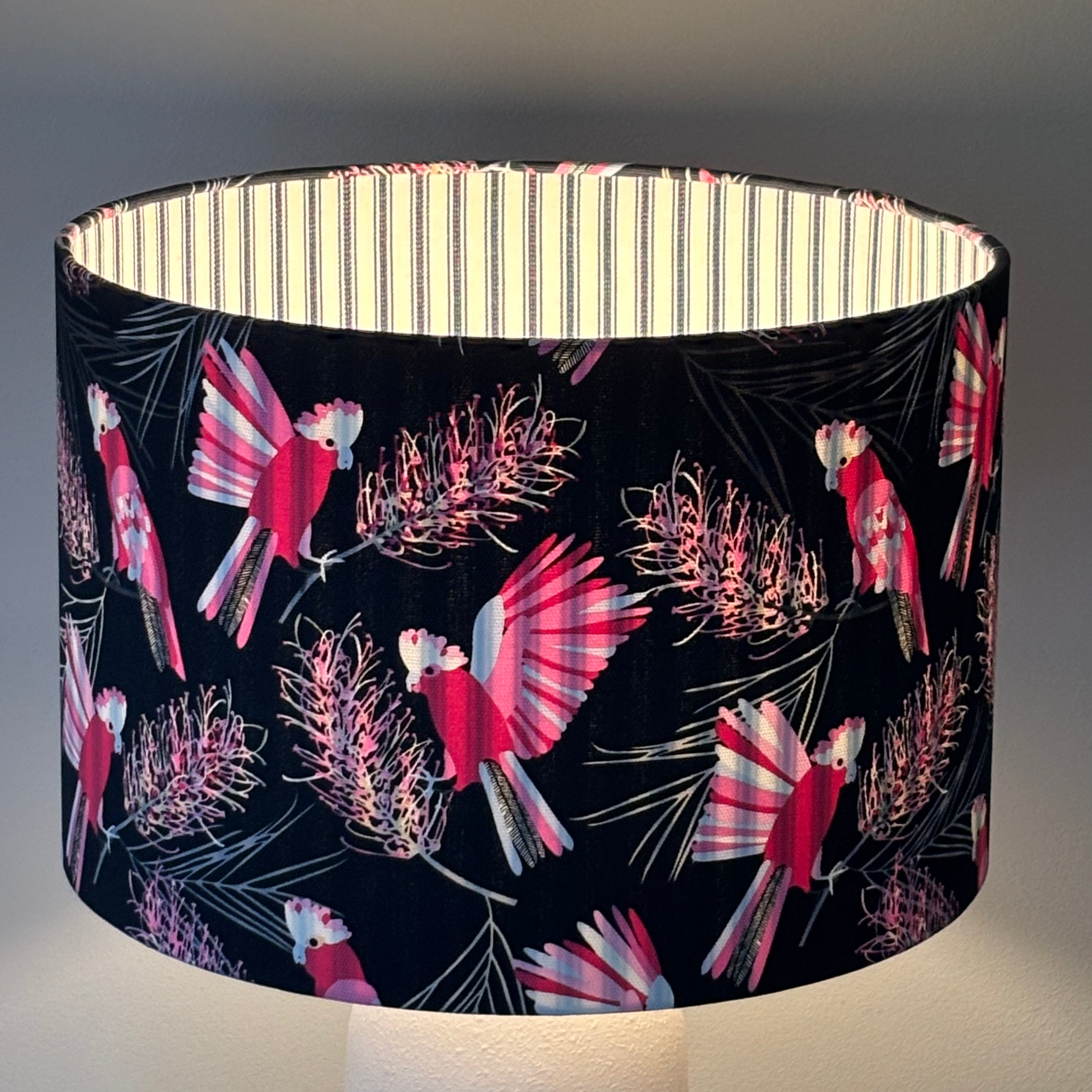 Bush Cockatoos Double-Sided Handmade Lampshade - Ready to Ship
